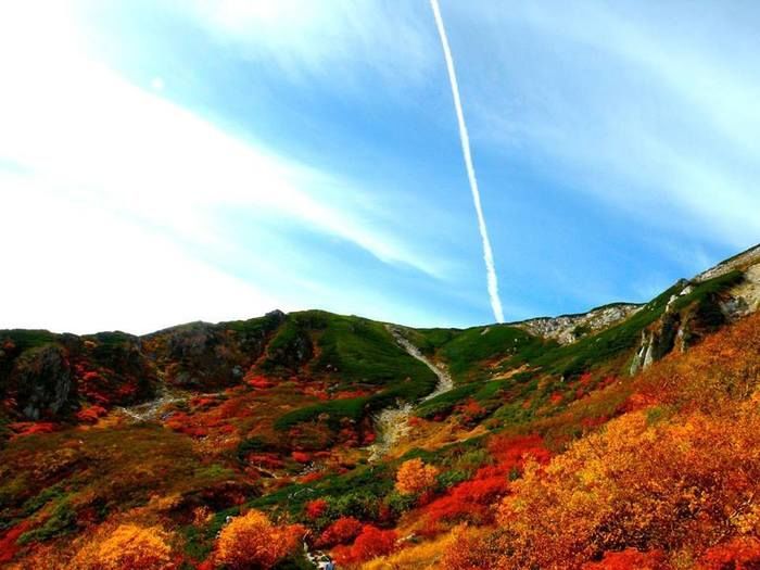 駒ヶ根キャンプセンターの空と紅葉