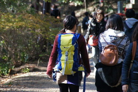 高尾山に登る人々