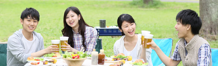 新田ふるさと村でのバーベキューの様子