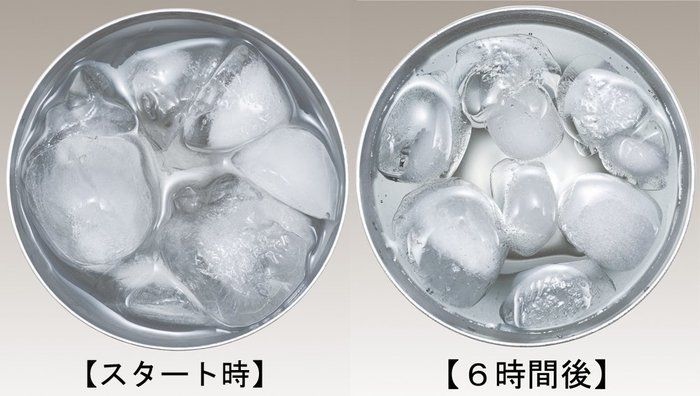サーモスの真空断熱タンブラーの氷の様子