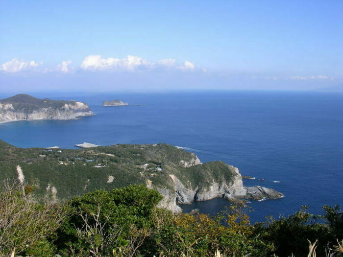 三浦湾展望台から見た三浦湾の水平線