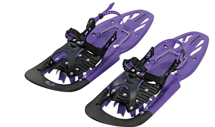 紫と黒のスノーシューズ