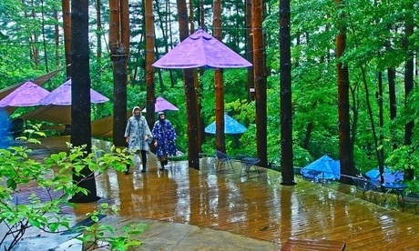 雨グランピングの様子