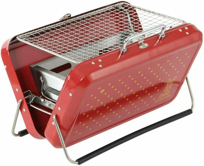 DODの赤に黄色の水玉の小型BBQコンロ