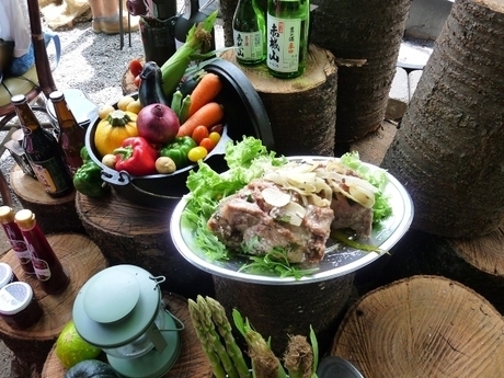 赤城山オートキャンプ場の豚肉バーベキュー