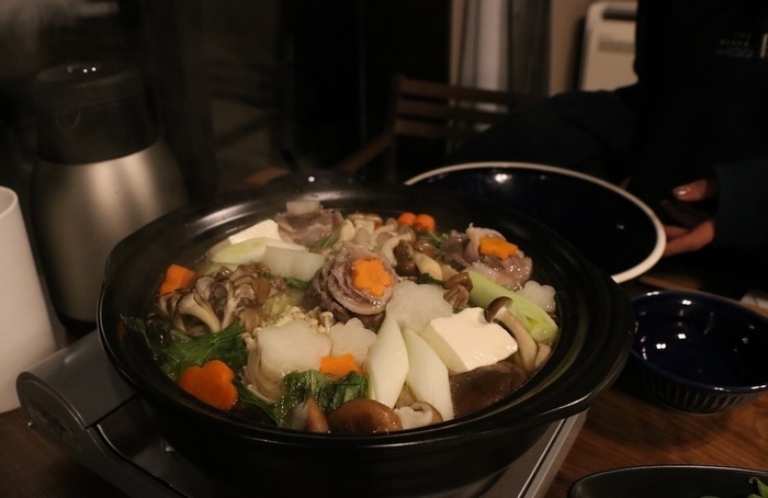 キャンプパーク木頭の夜ご飯はジビエ鍋
