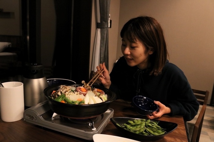 キャンプパーク木頭の夜ご飯「ジビエ鍋」