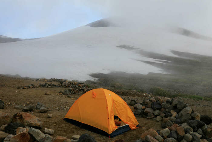登山中にソロキャンプをしている際の画像
