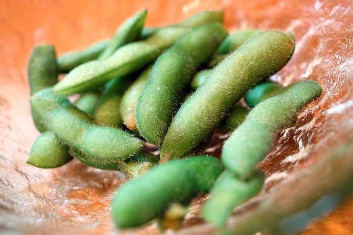 枝豆が盛り付けられている様子