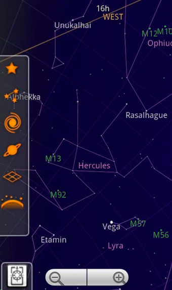 星座早見盤のアプリの画面