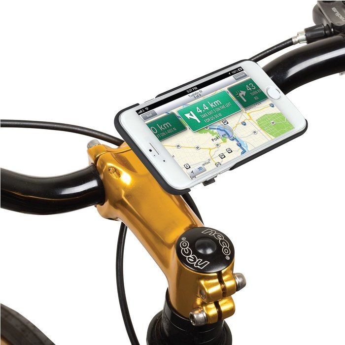 自転車につけた携帯ホルダー