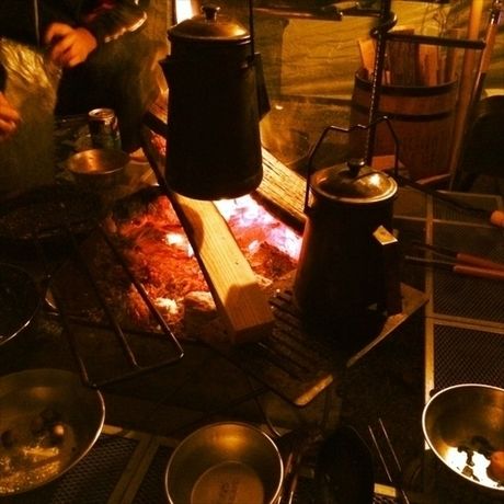 冬キャンプの焚き火の様子