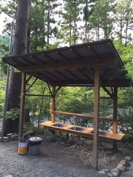 道志村とやのさわキャンプ場の炊事場