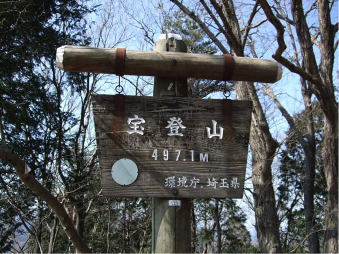 宝登山山頂の山頂標識