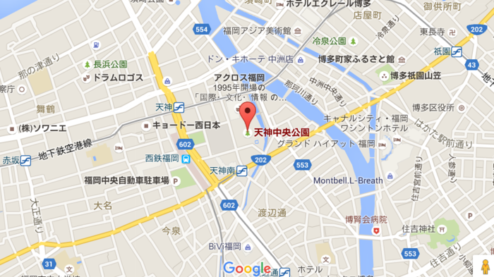 福岡チャリティオークション会場へのマップ