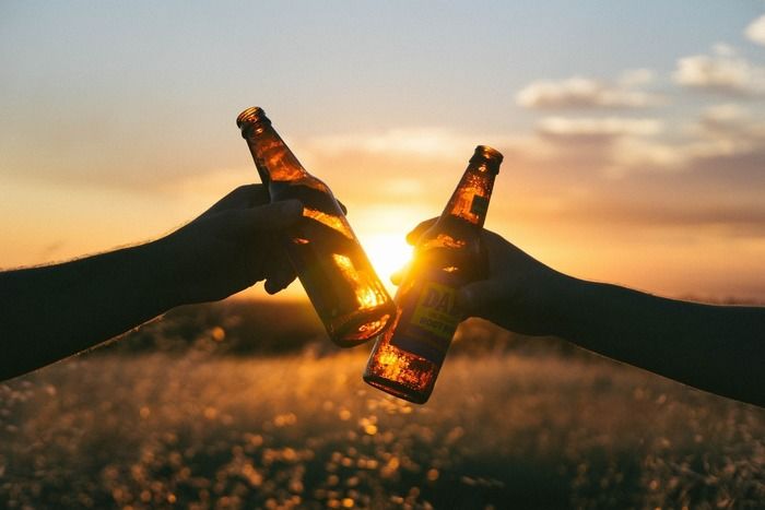 夕焼けとビール