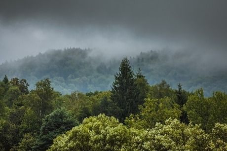雨雲がかかる山