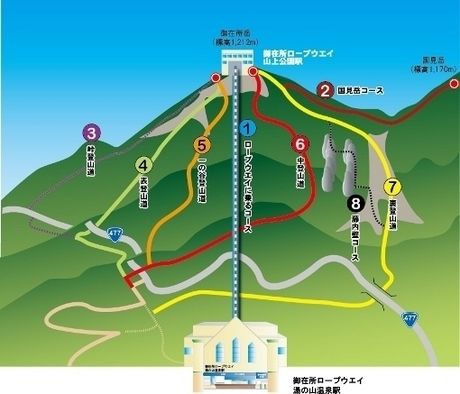 御在所岳の登山マップ
