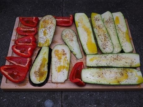 オイルがかかった野菜