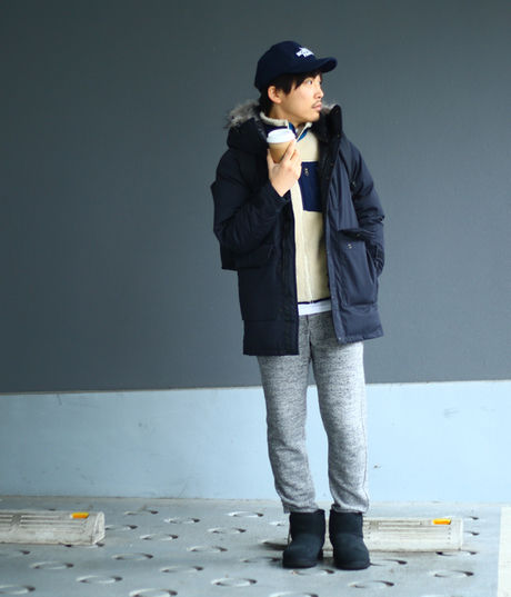ロングセロー(THE NORTH FACE PARPUL LABEL)を着た男性