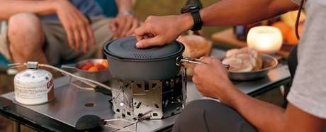 ガス缶タイプのシングルバーナー使用例
