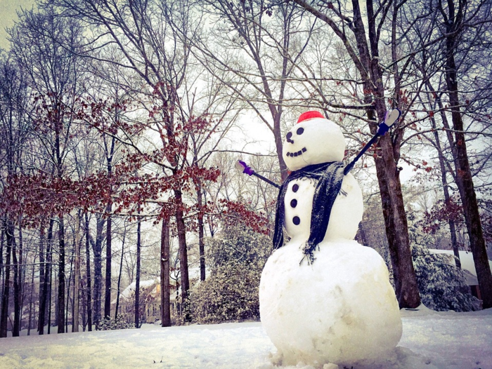 林間の雪だるま