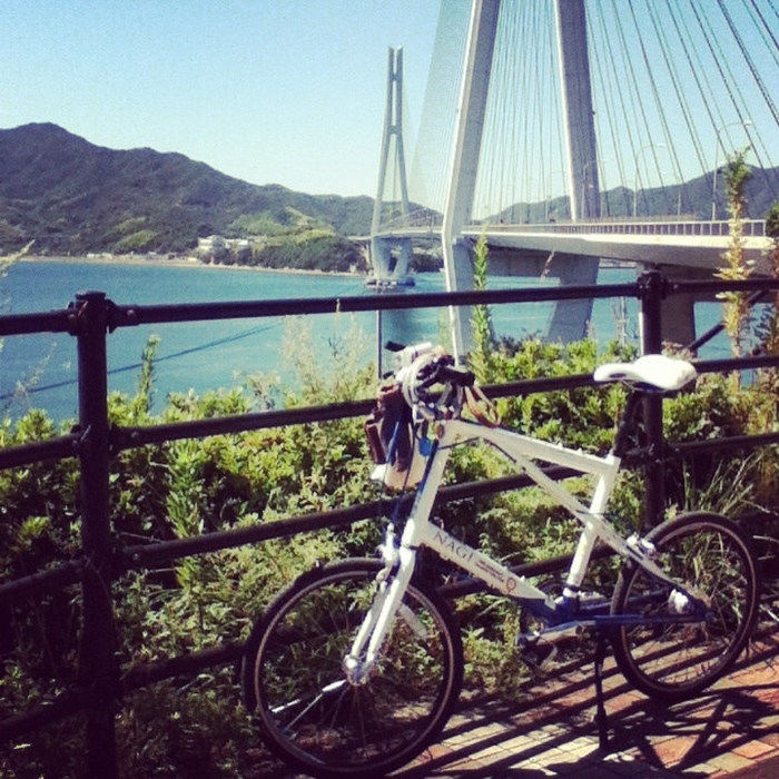柵に立てかけられた自転車