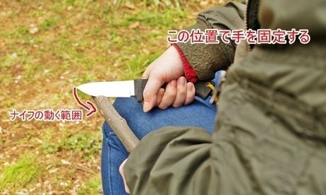 刃を自分に向けて切るときのやり方