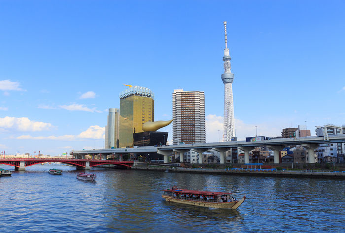 橋から見た錦糸町とスカイツリー