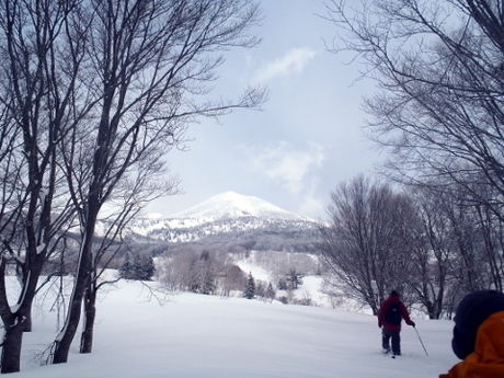 雪原から見える雪山