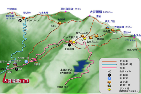 大菩薩嶺のマップ