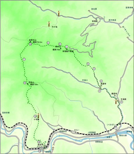 高水三山・奥多摩のマップ