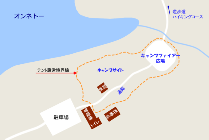 オンネトー野営場のマップ