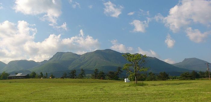 ボイボイキャンプ場の前に広がる草原の景色