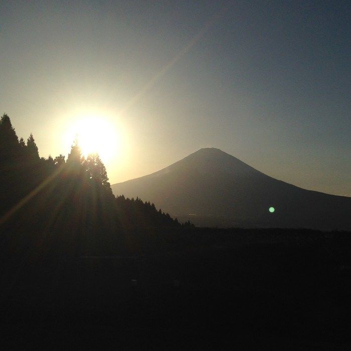 日没の様子と富士山