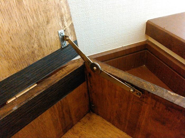 ステーニッケルをBOXの開閉部に取り付けた様子