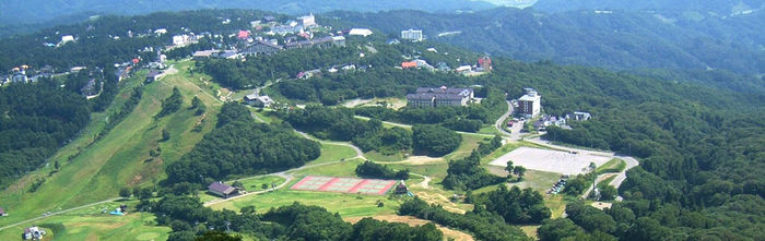 斑尾高原キャンピングパークを空撮した様子