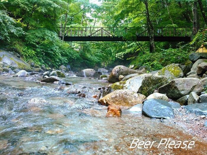 橋の下に流れる上流の川