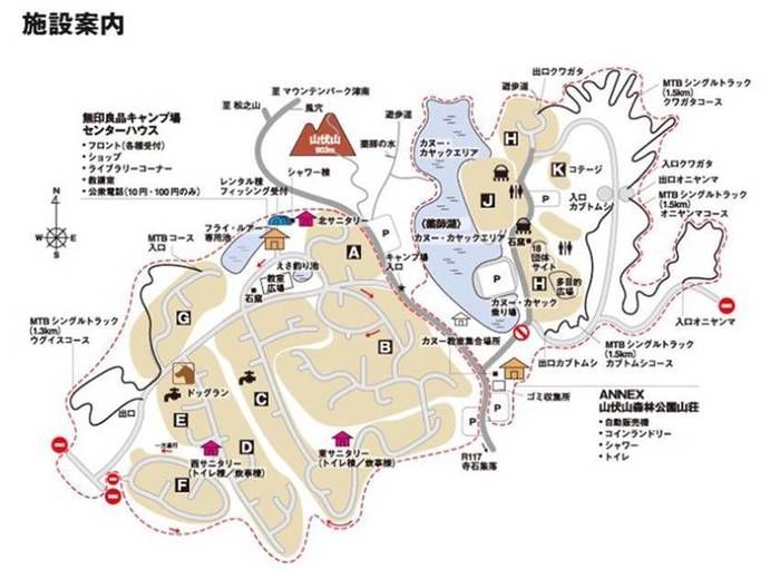 無印良品津南キャンプ場の場内マップ