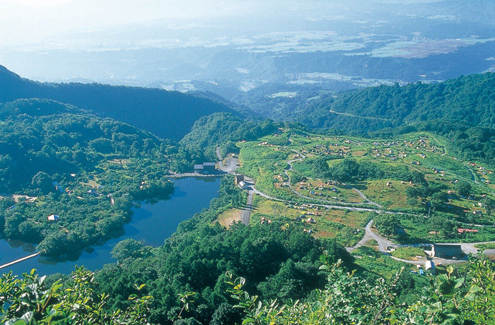 津南キャンプ場の空撮写真
