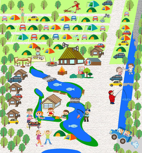 ナラ入沢渓流釣りキャンプ場のマップ