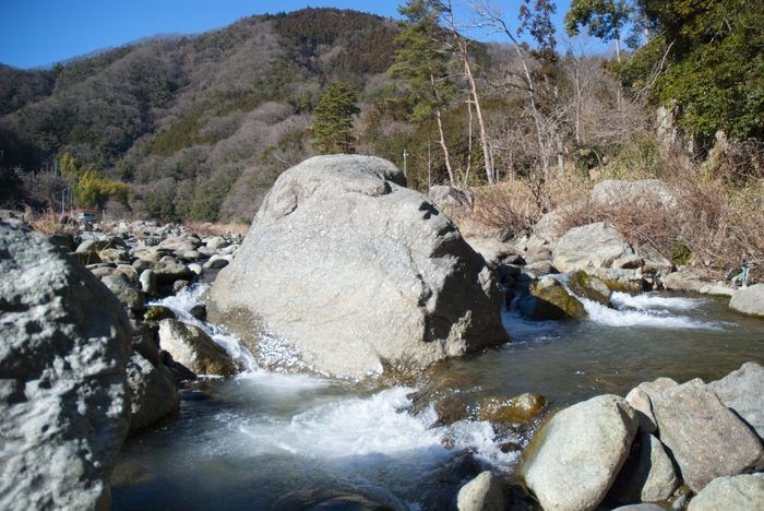 緑の休暇村青根キャンプ場の道志川
