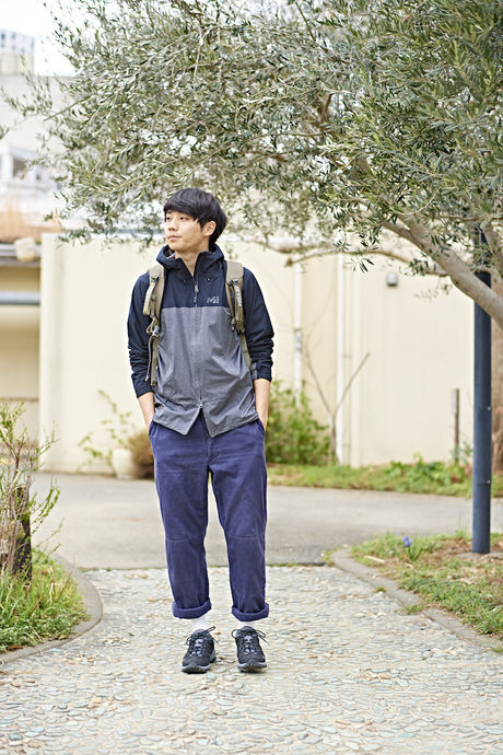 ミレーのジャケットを着た男性