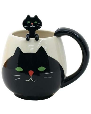 CAT DECOLE Manmaru Mug Cup & Spoon 