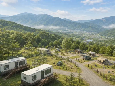 風光明媚なオートキャンプ場　トレーラーハウス２棟とドッグランも完備