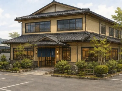 【居抜き・土地建物付】水戸市の2階建大型和食店を屋号ごと承継可／宴会場・観光バス対応