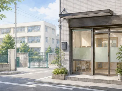 中学校前のビル1階好立地　30年営業の少人数・個別学習塾  すぐ営業できます
