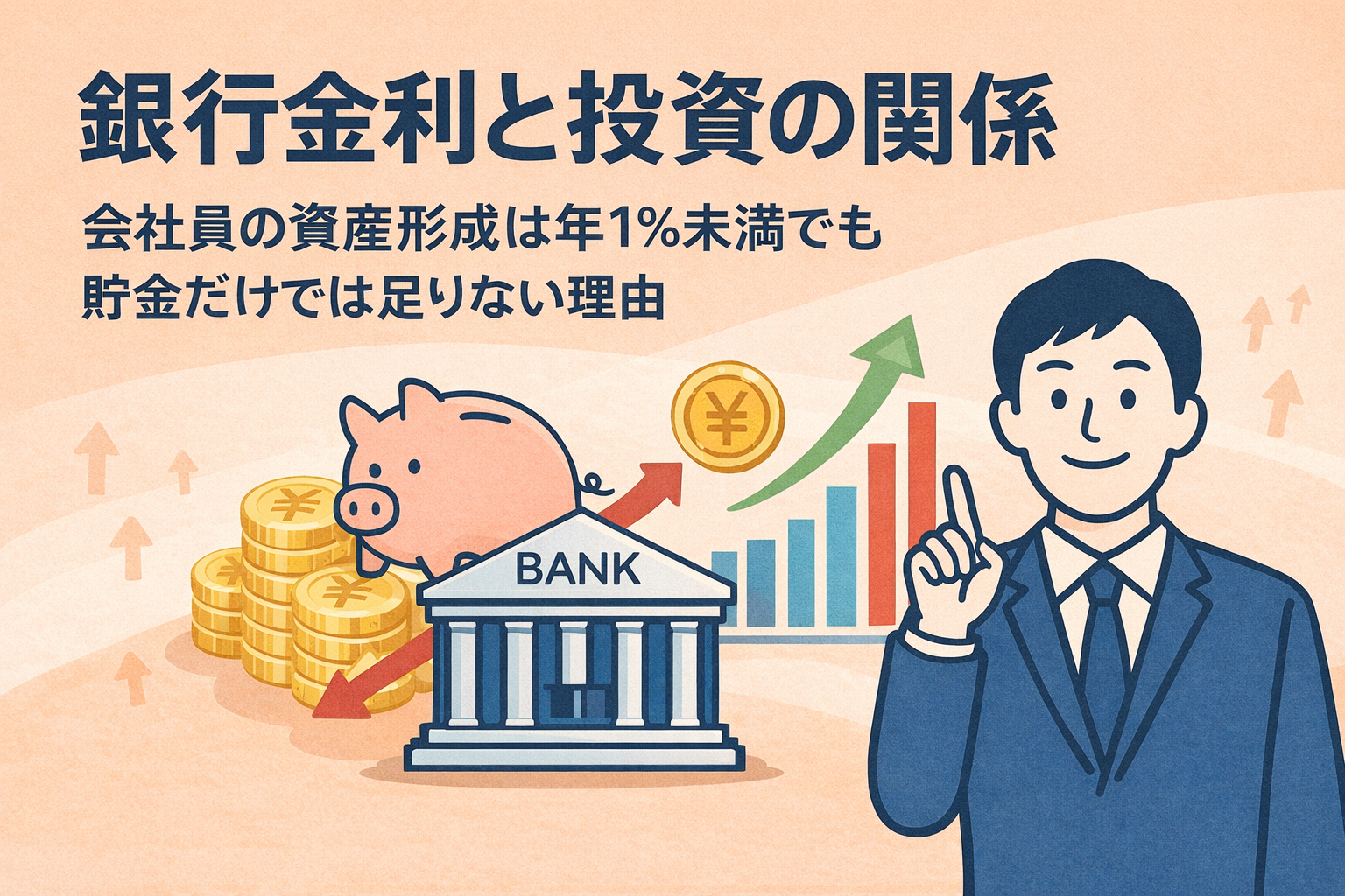 銀行金利と投資の関係｜会社員の資産形成は年1％未満で貯金だけでは足りない理由