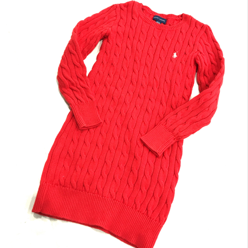 ラルフローレン 130 ニットワンピース 赤 レッド キッズ Ralph Lauren