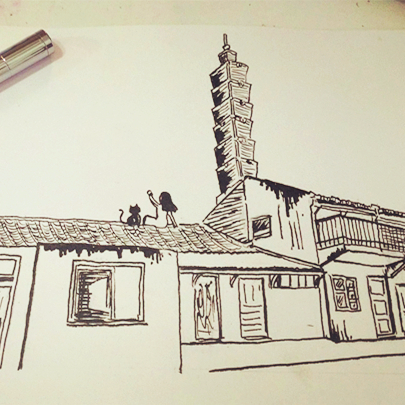 曹麗玲 - 商業黑白建築插畫